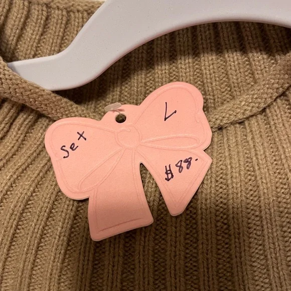 Cozy Tan Knit Sweater and Skirt Set - Picture 3 of 5